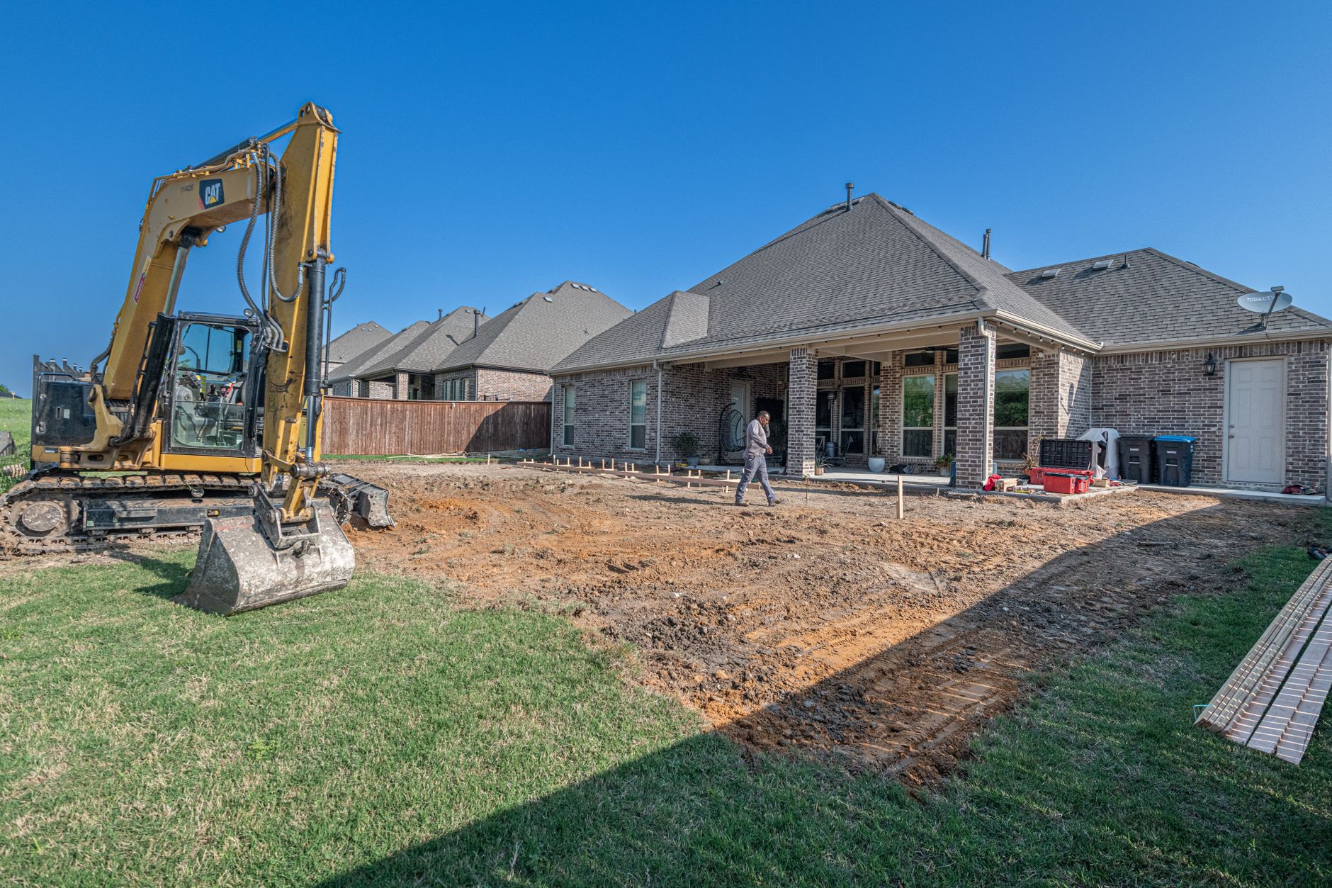 Pool construction in North Carolina backyard