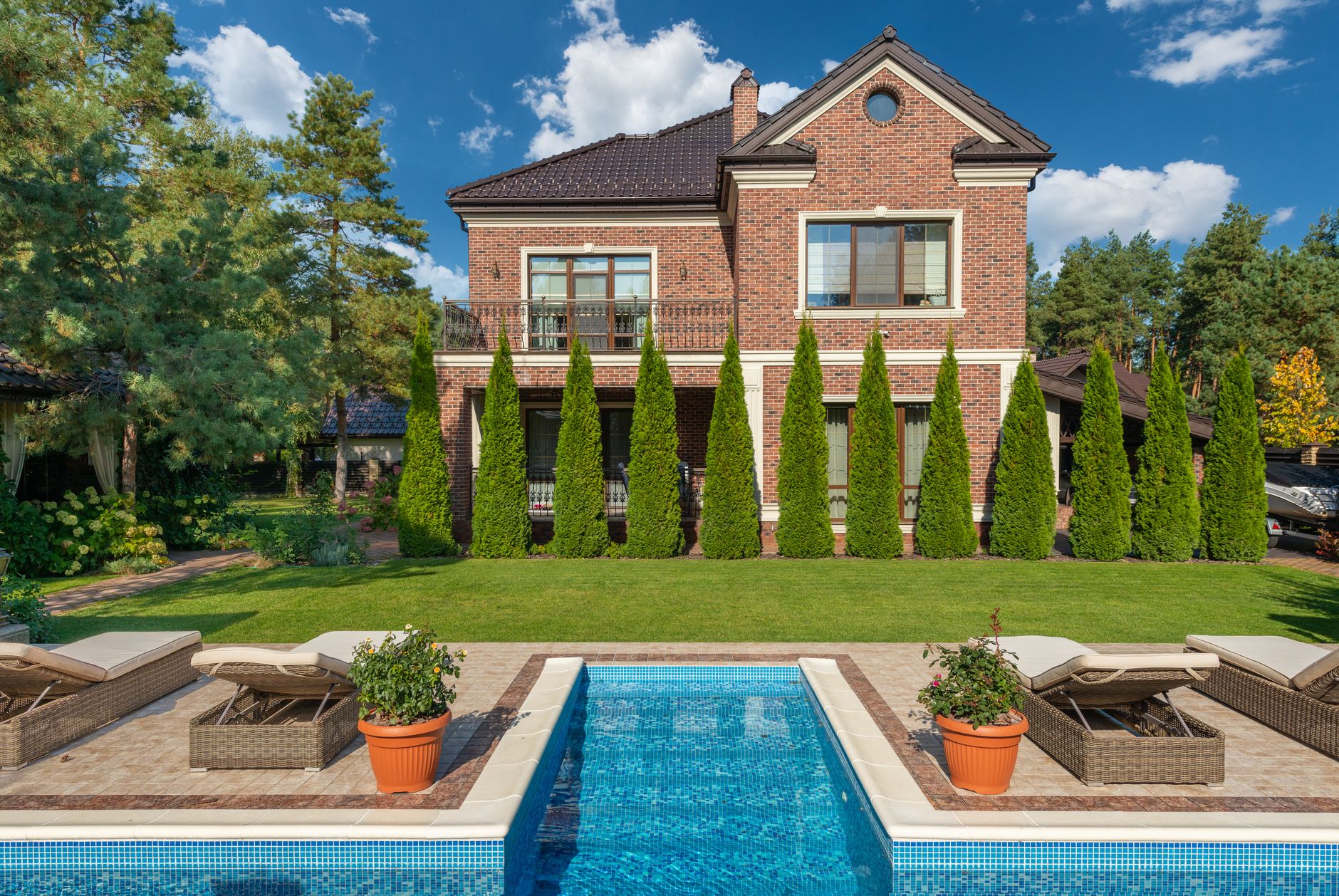 Beautiful pool in a residential backyard
